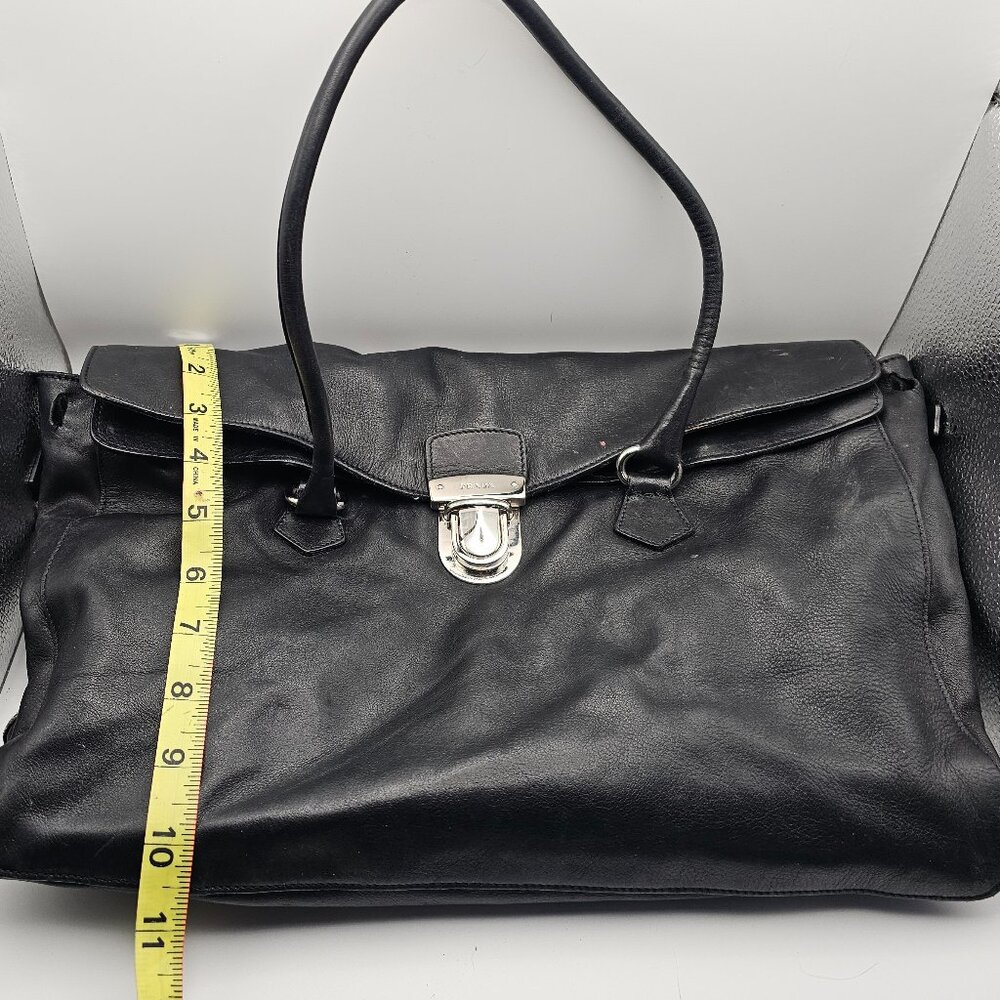Prada Black Leather Shoulder Bag with Silver Hardware - Picture 7 of 16